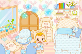 Mapambo-ya-mchezo-na-msichana-disguised-kama-teddy-bear